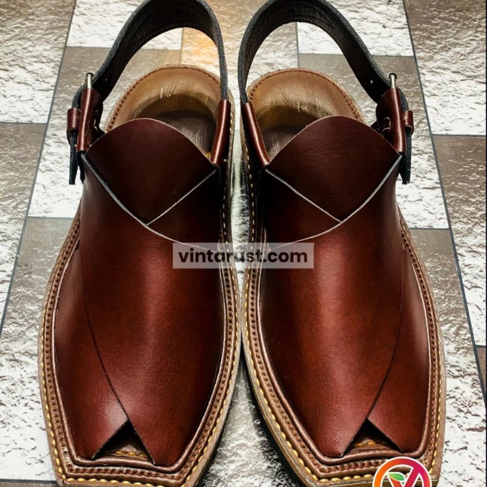 Handmade Leather Peshawari Chappal: Traditional Kaptaan Sandal